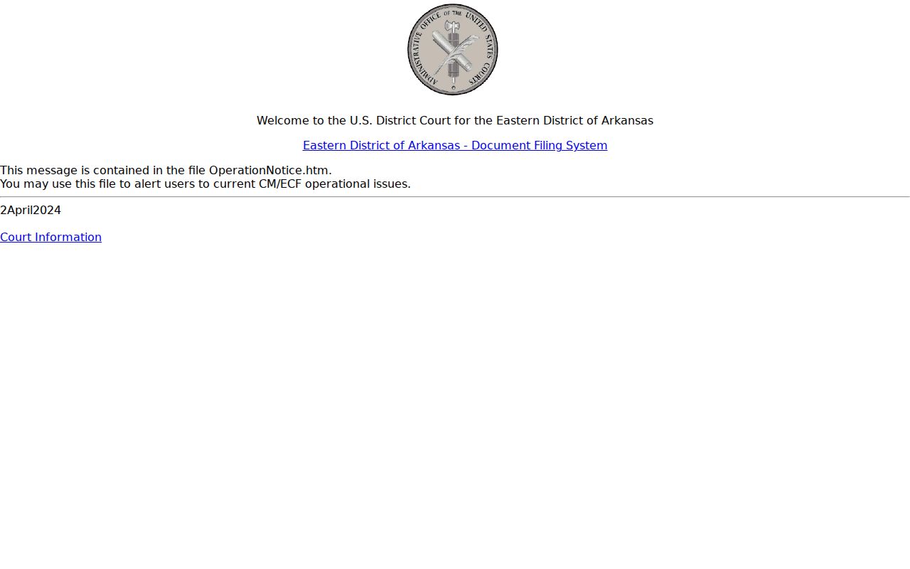 Lawrence County federal case search in Eastern District CM ECF