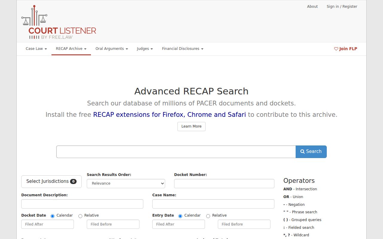 Lawrence County federal docket search using the RECAP archive