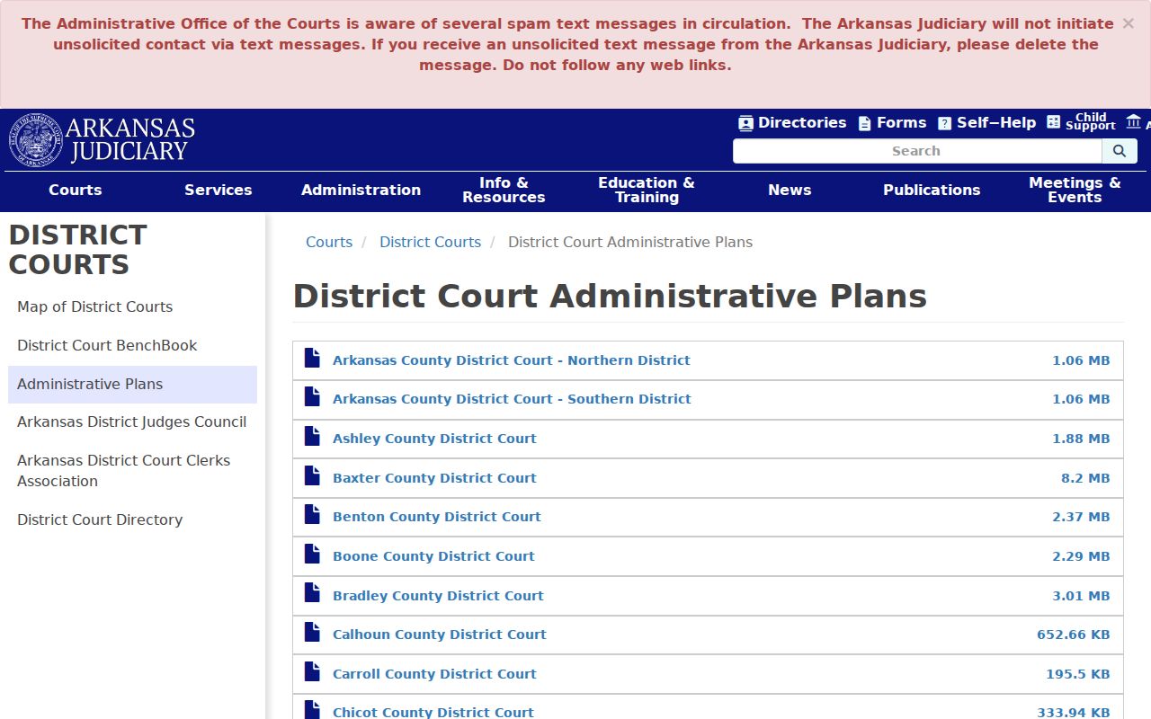 District administrative plans for the Lawrence County court schedule