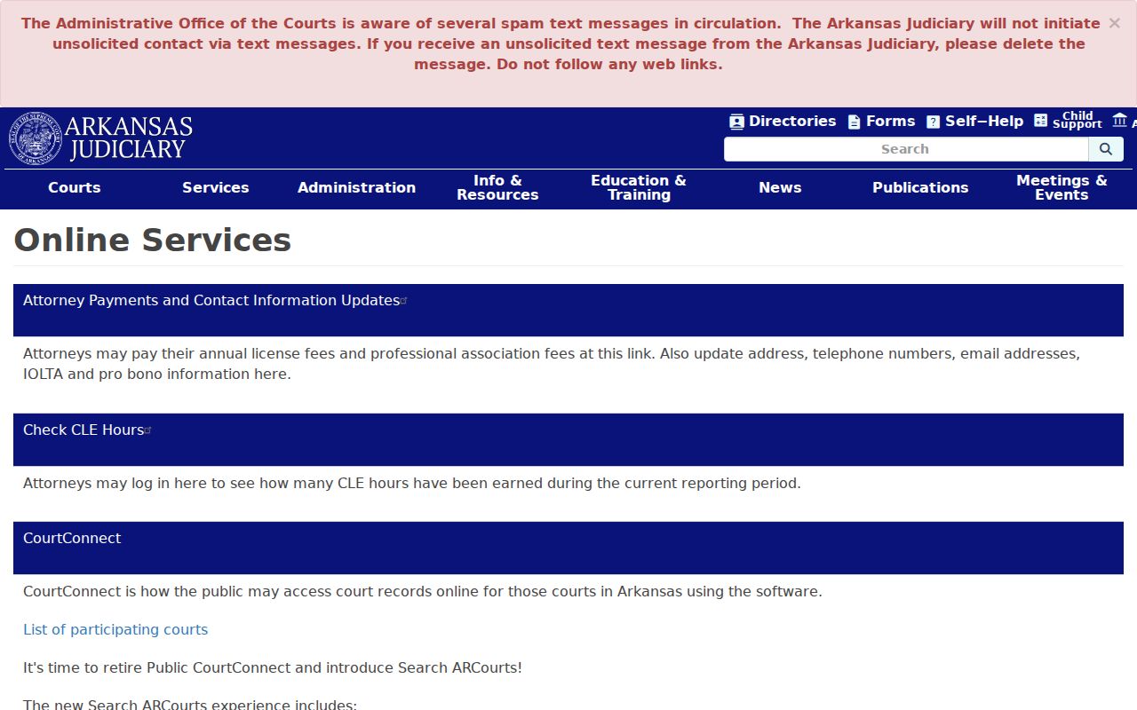 Arkansas online services linked to Lawrence County court docket access